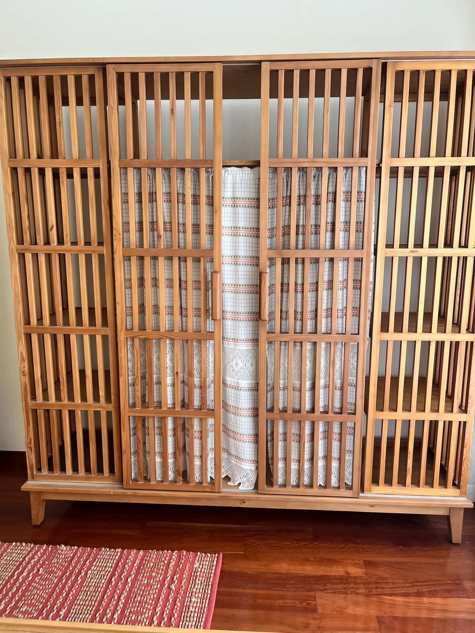 Built-in wood shelving
